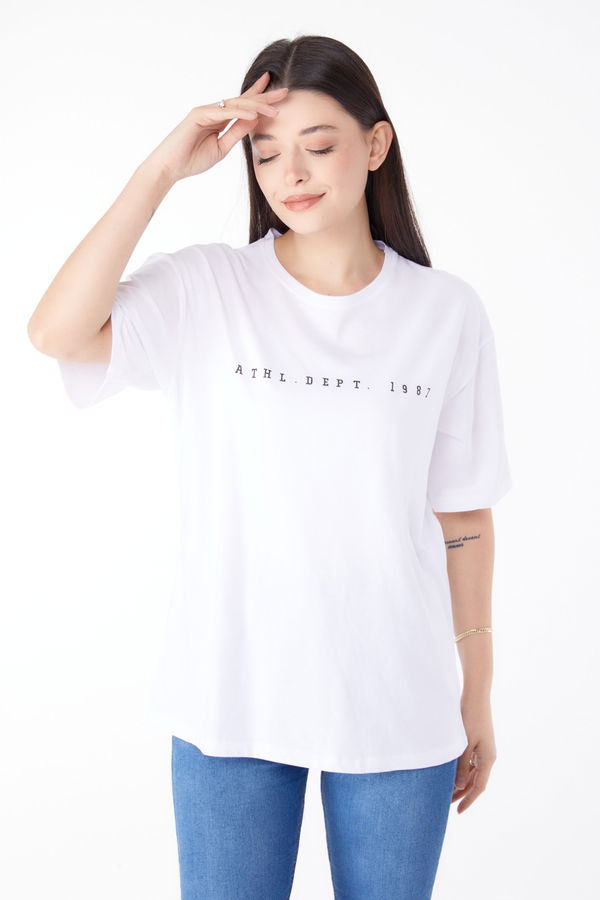 Baskılı Kısa Kollu T-Shirt Beyaz - 25399 BEYAZ