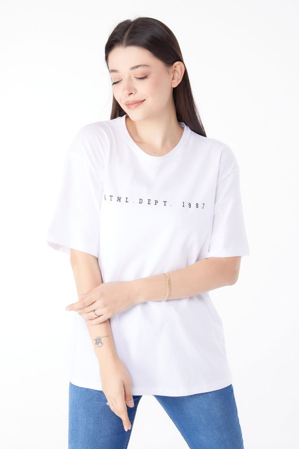 Baskılı Kısa Kollu T-Shirt Beyaz - 25399 BEYAZ