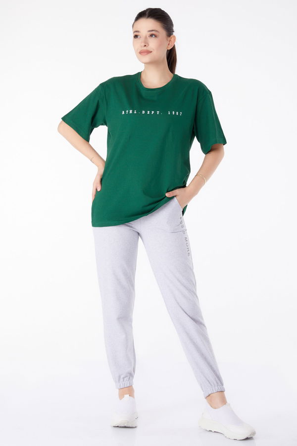 Baskılı Kısa Kollu T-Shirt Yeşil - 25399 YEŞİL