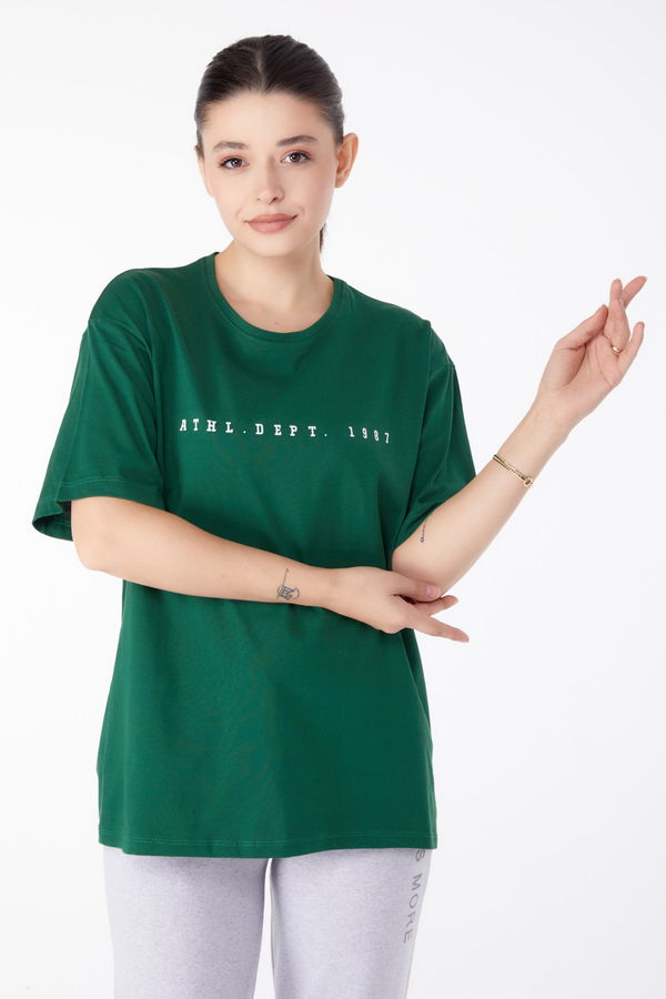 Baskılı Kısa Kollu T-Shirt Yeşil - 25399 YEŞİL