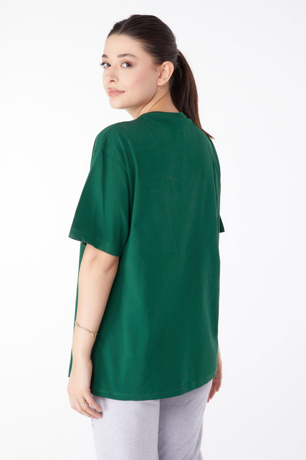 Baskılı Kısa Kollu T-Shirt Yeşil - 25399 YEŞİL