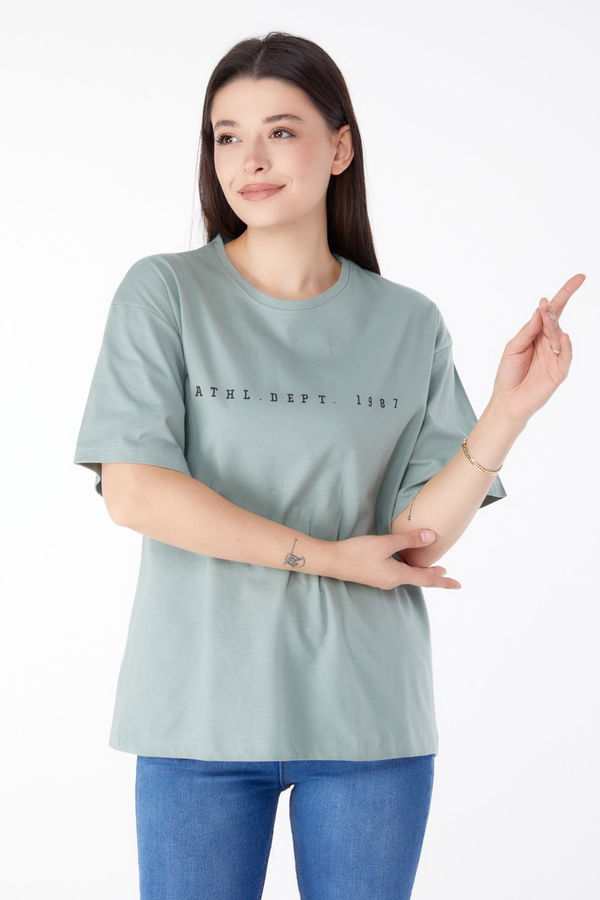 Baskılı Kısa Kollu T-Shirt Yeşil - 25399 YEŞİL