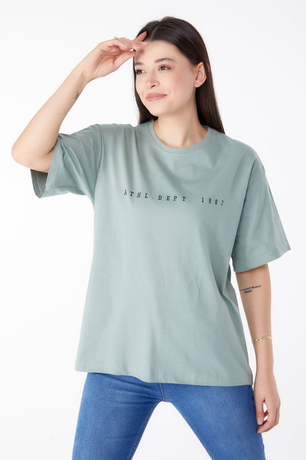 Baskılı Kısa Kollu T-Shirt Yeşil - 25399 YEŞİL