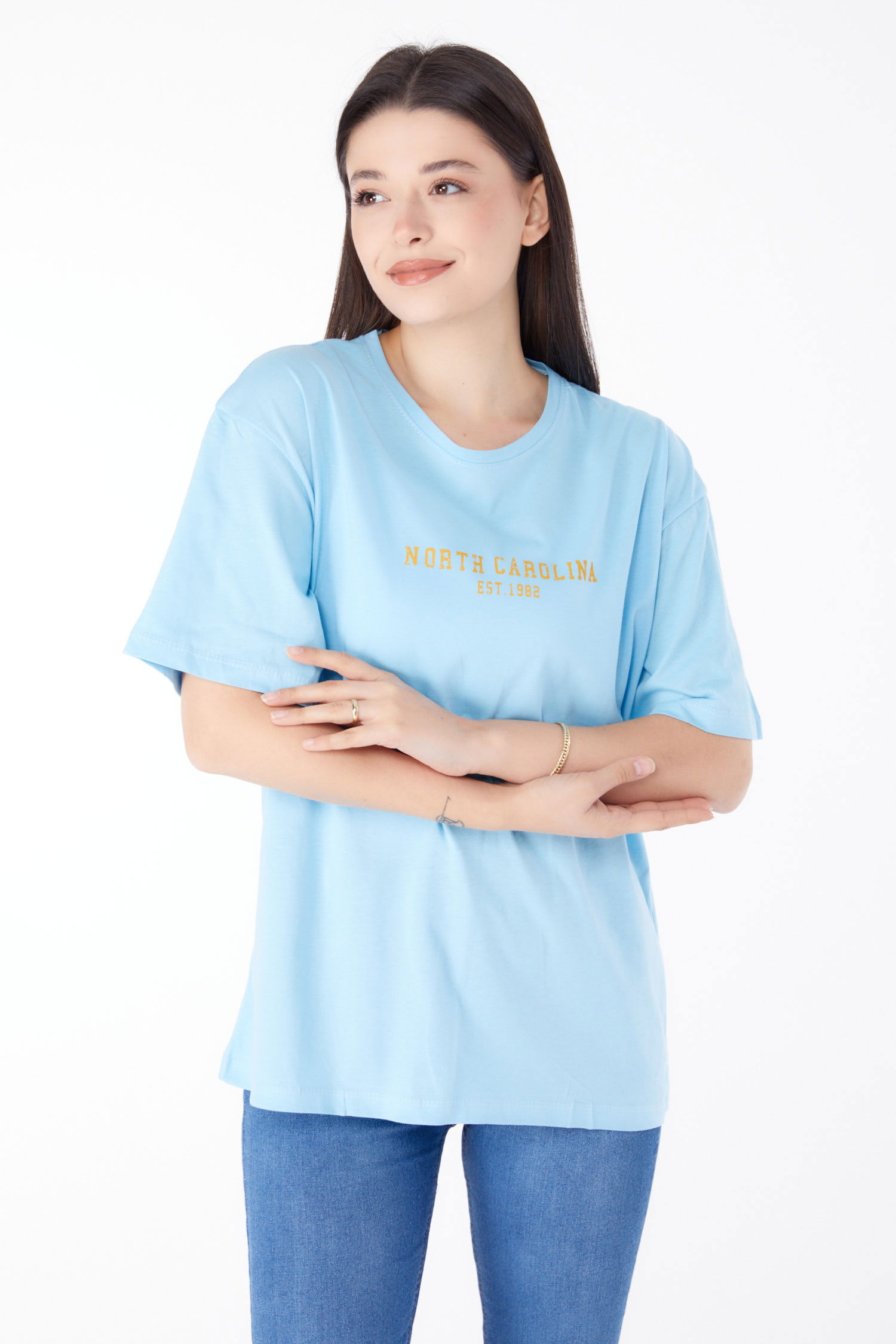 Baskılı Kısa Kollu T-Shirt Mavi - 25400