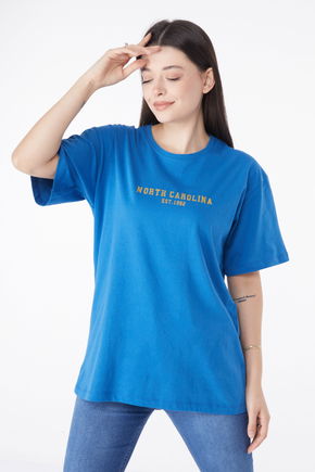 Baskılı Kısa Kollu T-Shirt Mavi - 25400