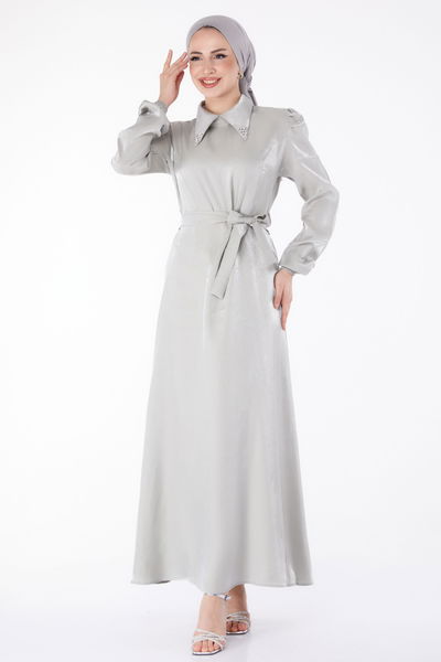Kuşaklı Elbise Yeşil - 25406