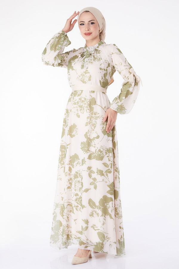 Desenli Elbise Haki - 25415