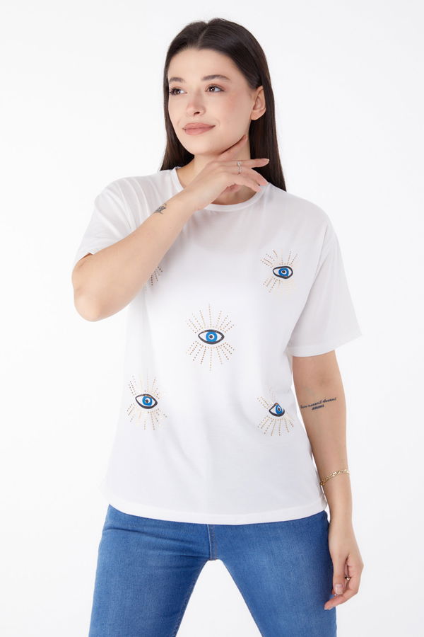 Baskılı T-shirt Beyaz - 25461