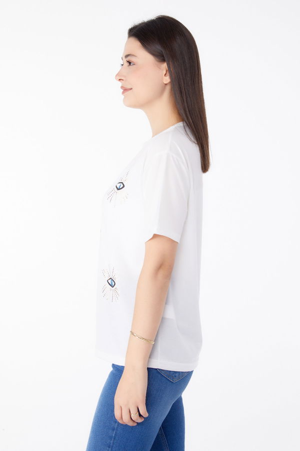 Baskılı T-shirt Beyaz - 25461