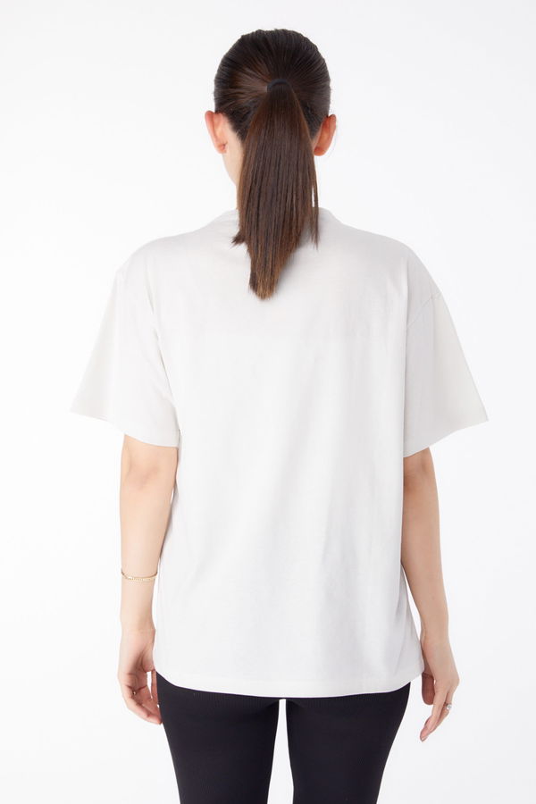 İnci Detaylı T-shirt Ekru - 25473