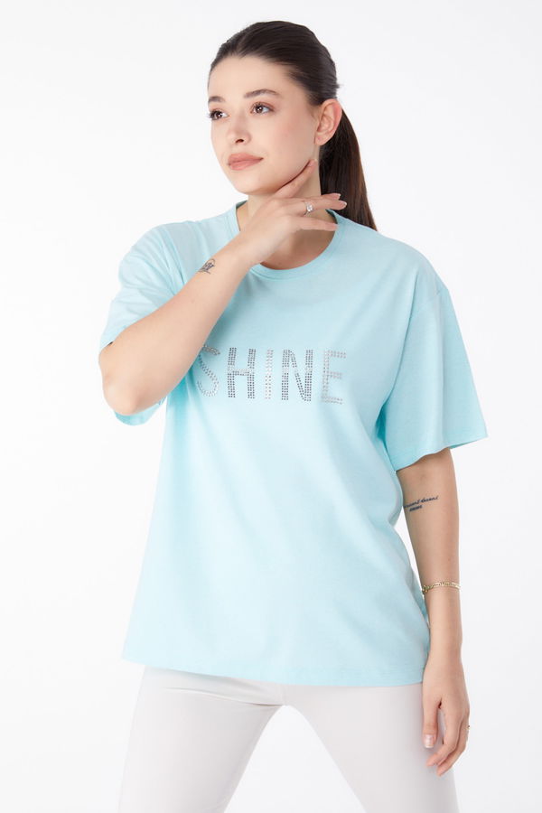 Taşlı T-Shirt Yeşil - 25474