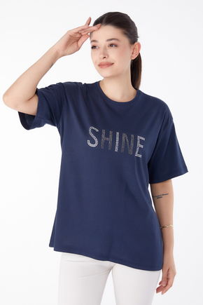 Taşlı T-Shirt Lacivert - 25474