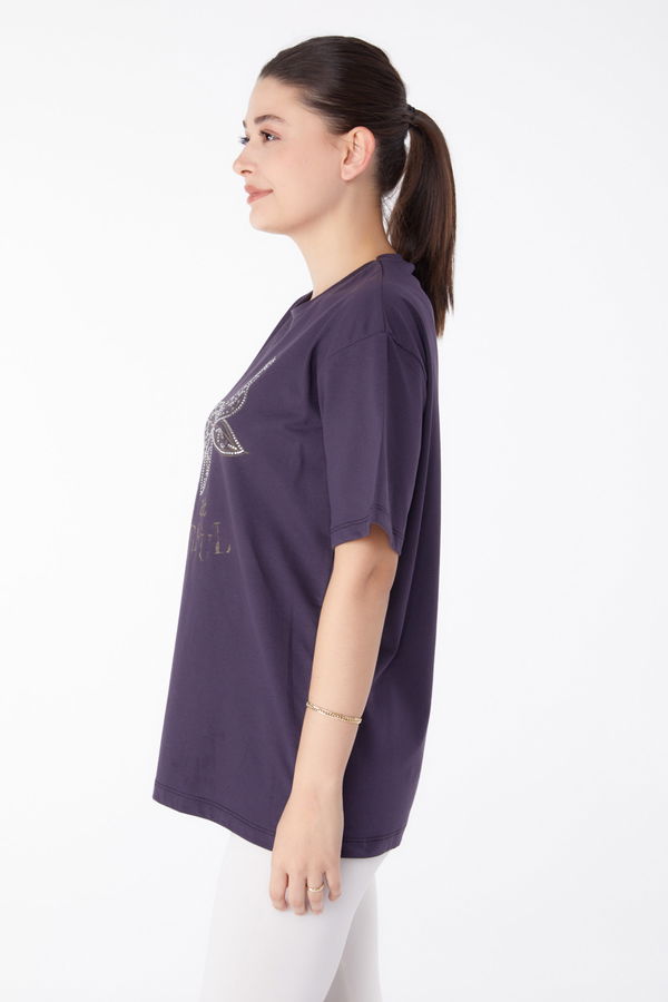 Taşlı T-Shirt Antrasit - 25476 ANTRASİT