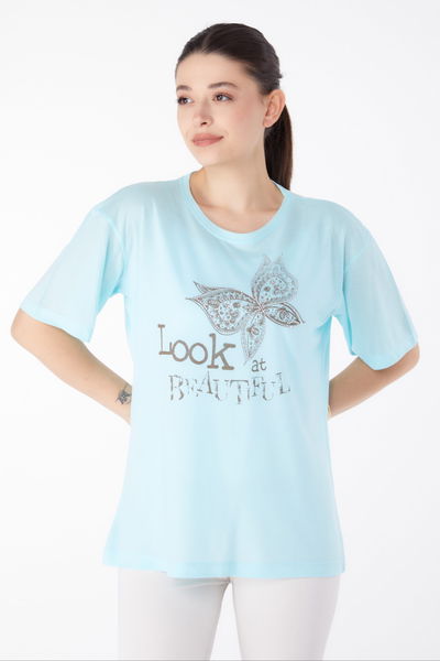 Taşlı T-Shirt Yeşil - 25476