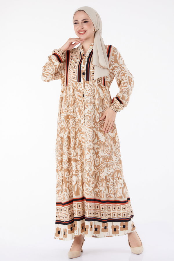 Desenli Elbise Vizon - 25485 VİZON