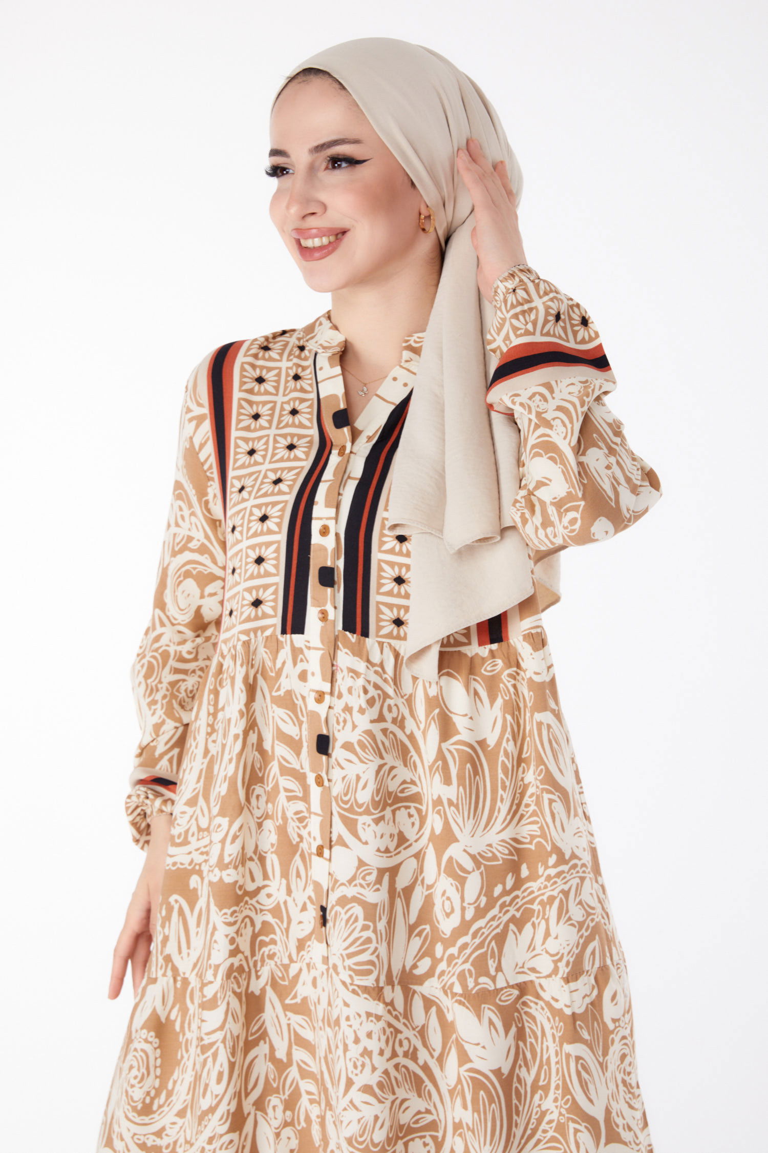 Desenli Elbise Vizon - 25485 VİZON