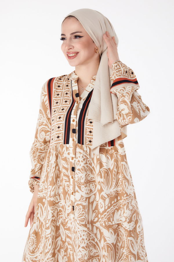 Desenli Elbise Vizon - 25485 VİZON