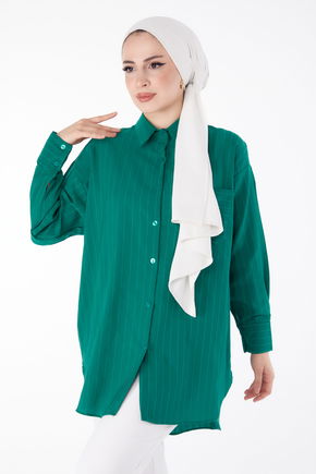 Tek Cepli Çizgili Tunik Yeşil - 25496
