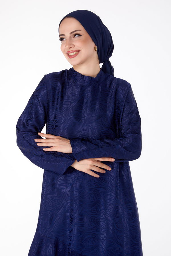 Fırfır Detaylı Elbise Lacivert - 25602