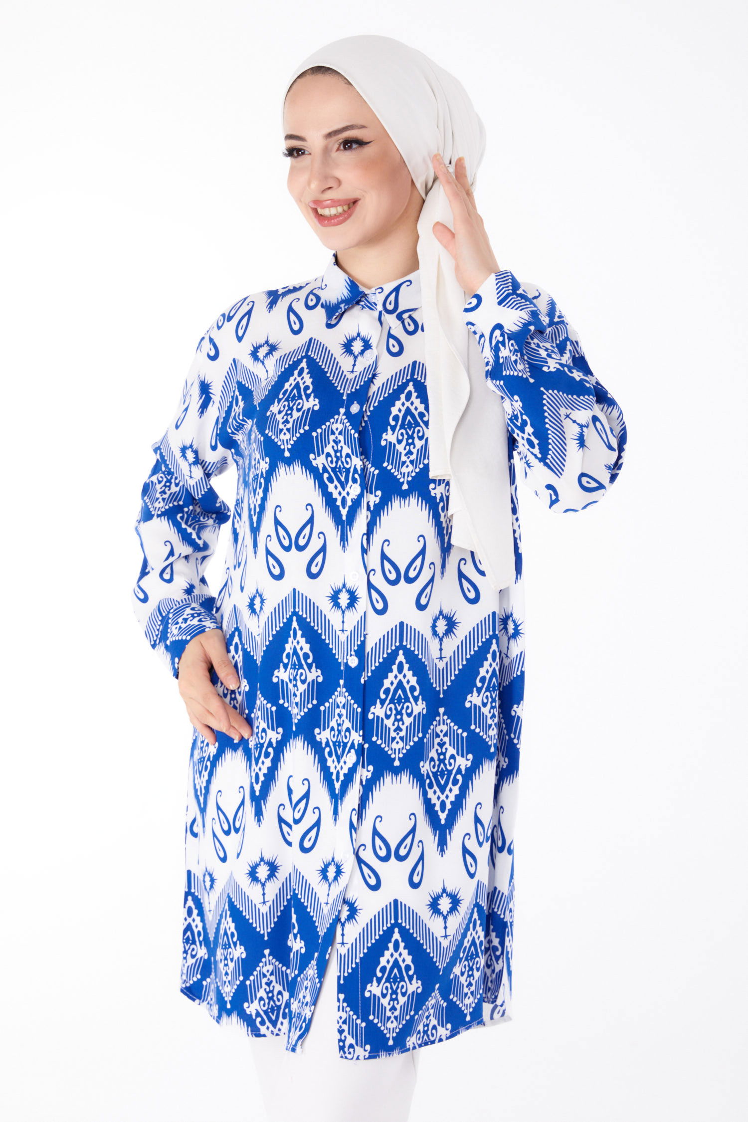 Desenli Tunik Mavi - 25608 MAVİ
