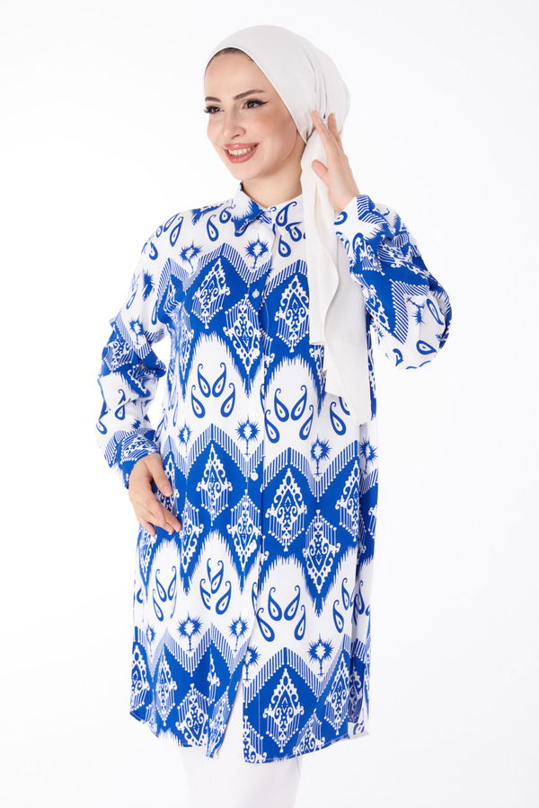 Desenli Tunik Mavi - 25608 MAVİ