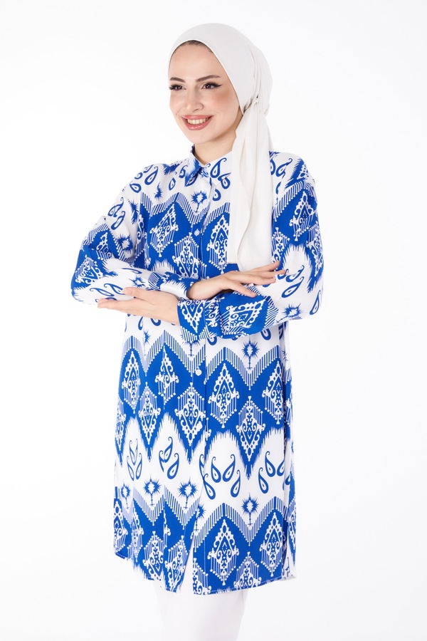 Desenli Tunik Mavi - 25608 MAVİ