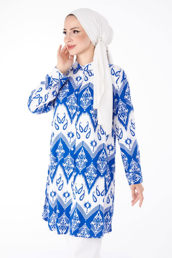 Desenli Tunik Mavi - 25608 MAVİ