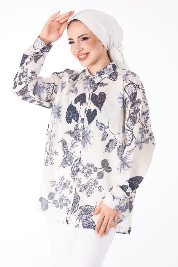 Desenli Tunik Ekru - 25619 EKRU