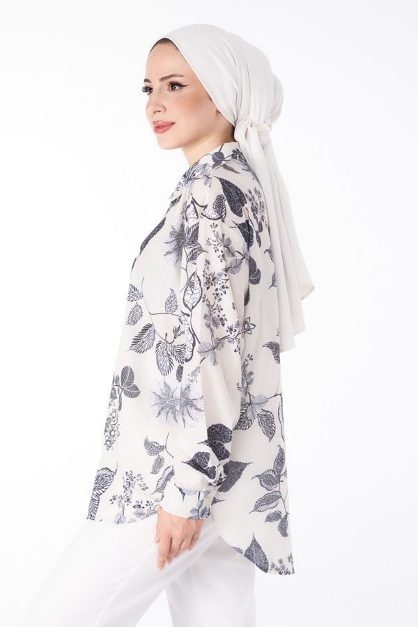 Desenli Tunik Ekru - 25619 EKRU
