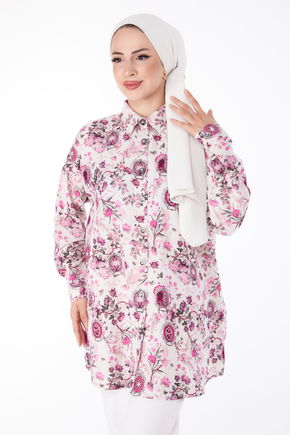 Desenli Tunik Fuşya - 25642