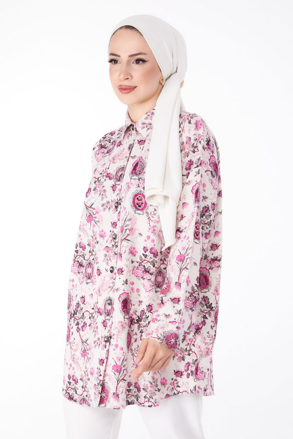 Desenli Tunik Fuşya - 25642