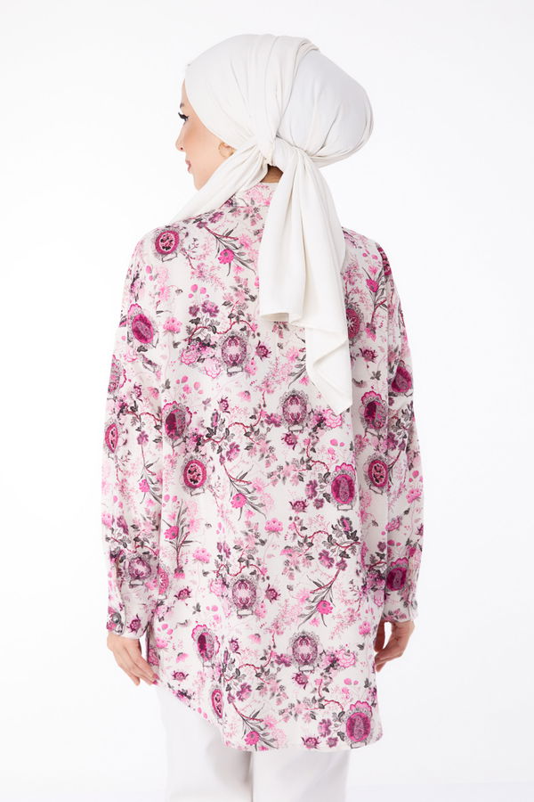 Desenli Tunik Fuşya - 25642