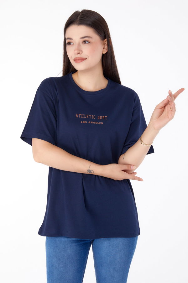 Baskılı T-shirt Lacivert - 25693 LACİVERT