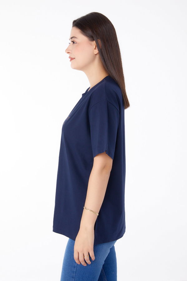 Baskılı T-shirt Lacivert - 25693 LACİVERT