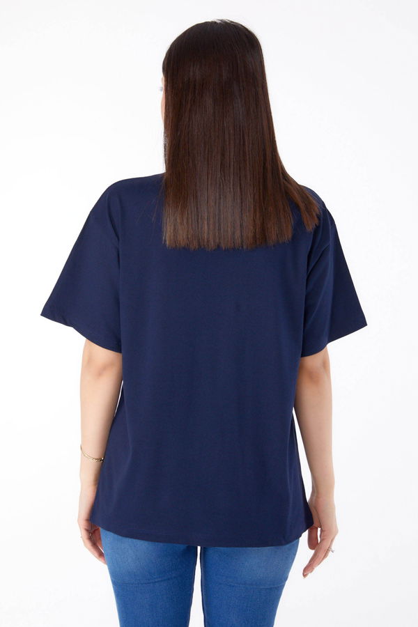 Baskılı T-shirt Lacivert - 25693 LACİVERT