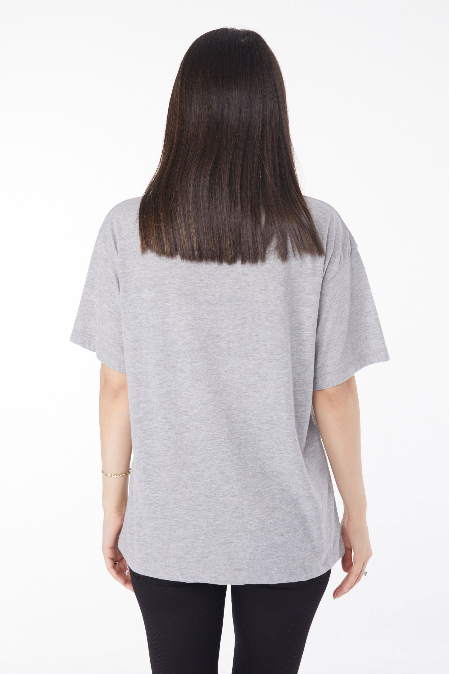 Baskılı T-shirt Gri - 25694