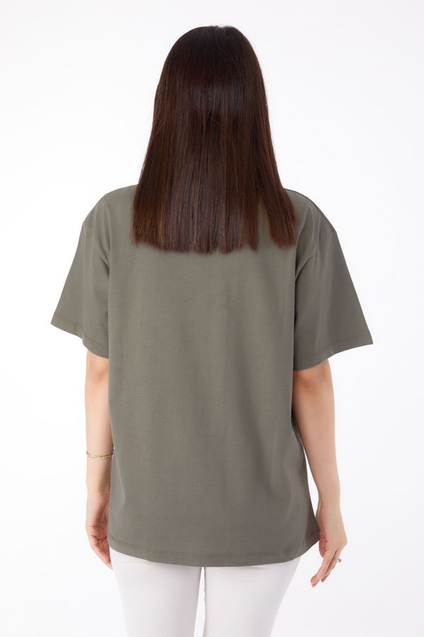 Baskılı T-shirt Haki - 25694