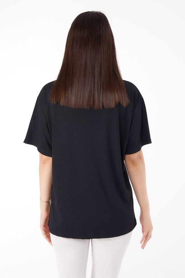 Baskılı T-shirt Siyah - 25694