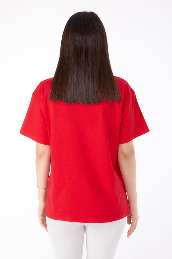 Baskılı T-shirt Kırmızı - 25695