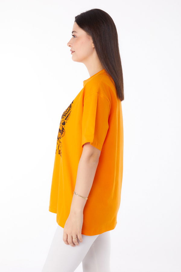 Baskılı T-shirt Turuncu - 25695