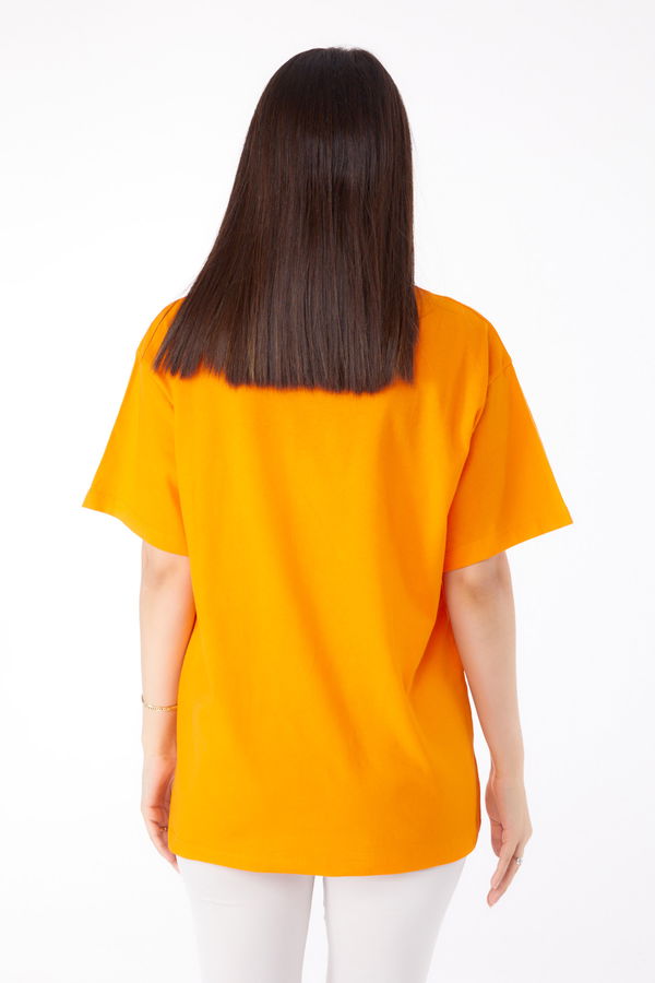 Baskılı T-shirt Turuncu - 25695