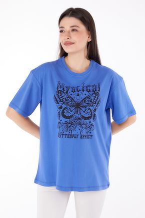 Baskılı T-shirt Mor - 25695