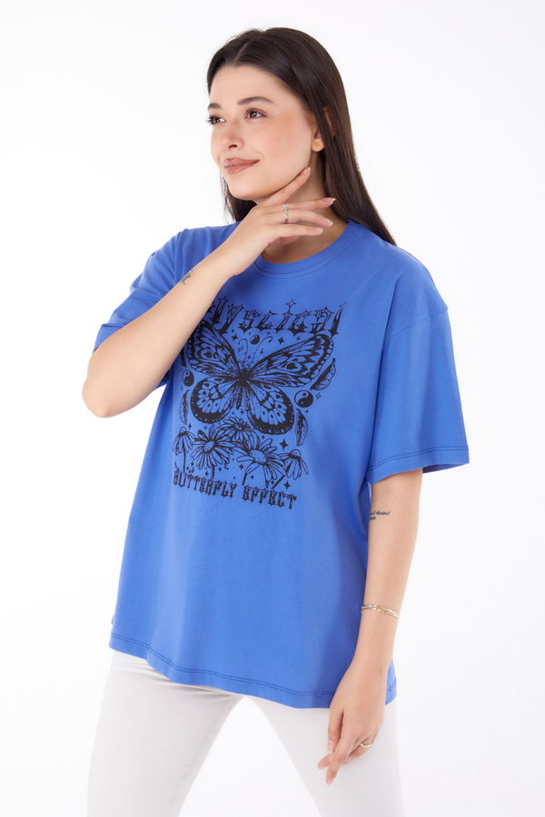 Baskılı T-shirt Mor - 25695