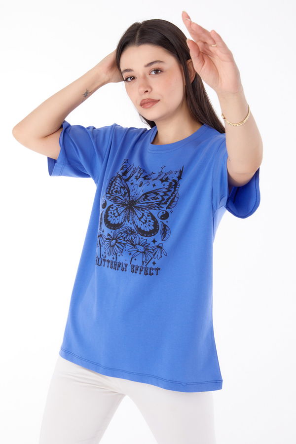 Baskılı T-shirt Mor - 25695