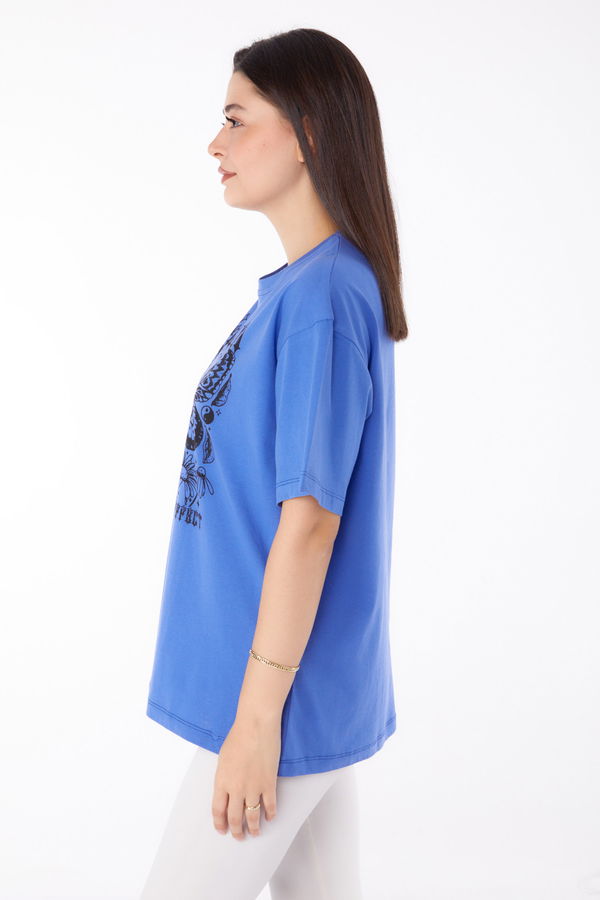 Baskılı T-shirt Mor - 25695