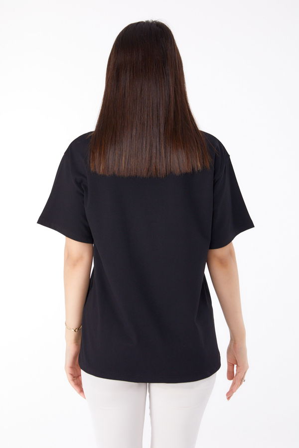 Baskılı T-shirt Siyah - 25695 SİYAH