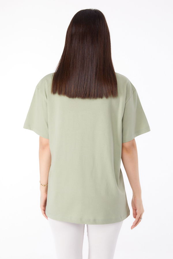 Taşlı T-shirt Yeşil - 25698