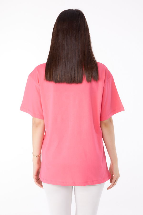 Taşlı T-shirt Pembe - 25698