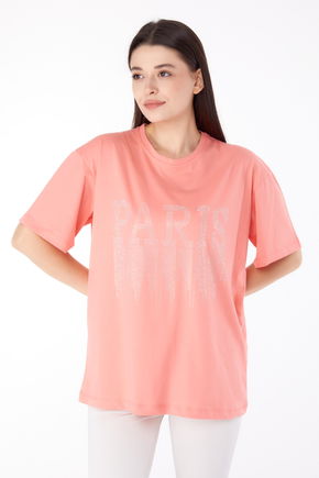 Taşlı T-shirt Kırmızı - 25698