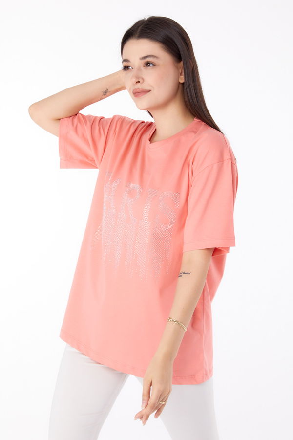Taşlı T-shirt Kırmızı - 25698